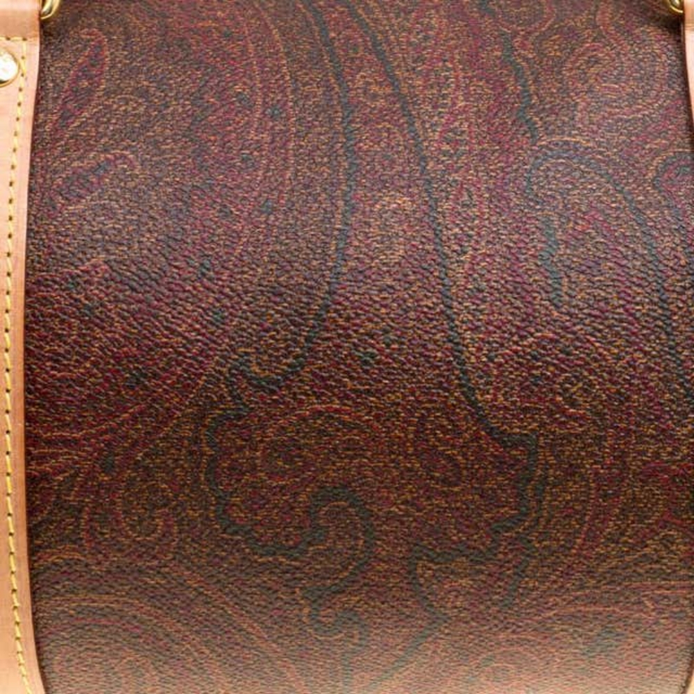 👜ETRO BROWN PAISLEY PRINT COATED CANVAS BOSTON BAG - Picture 4 of 16